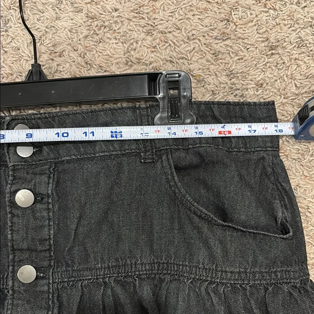 Black Denim Tiered Button-Front Women's Skirt - Picture 3 of 5